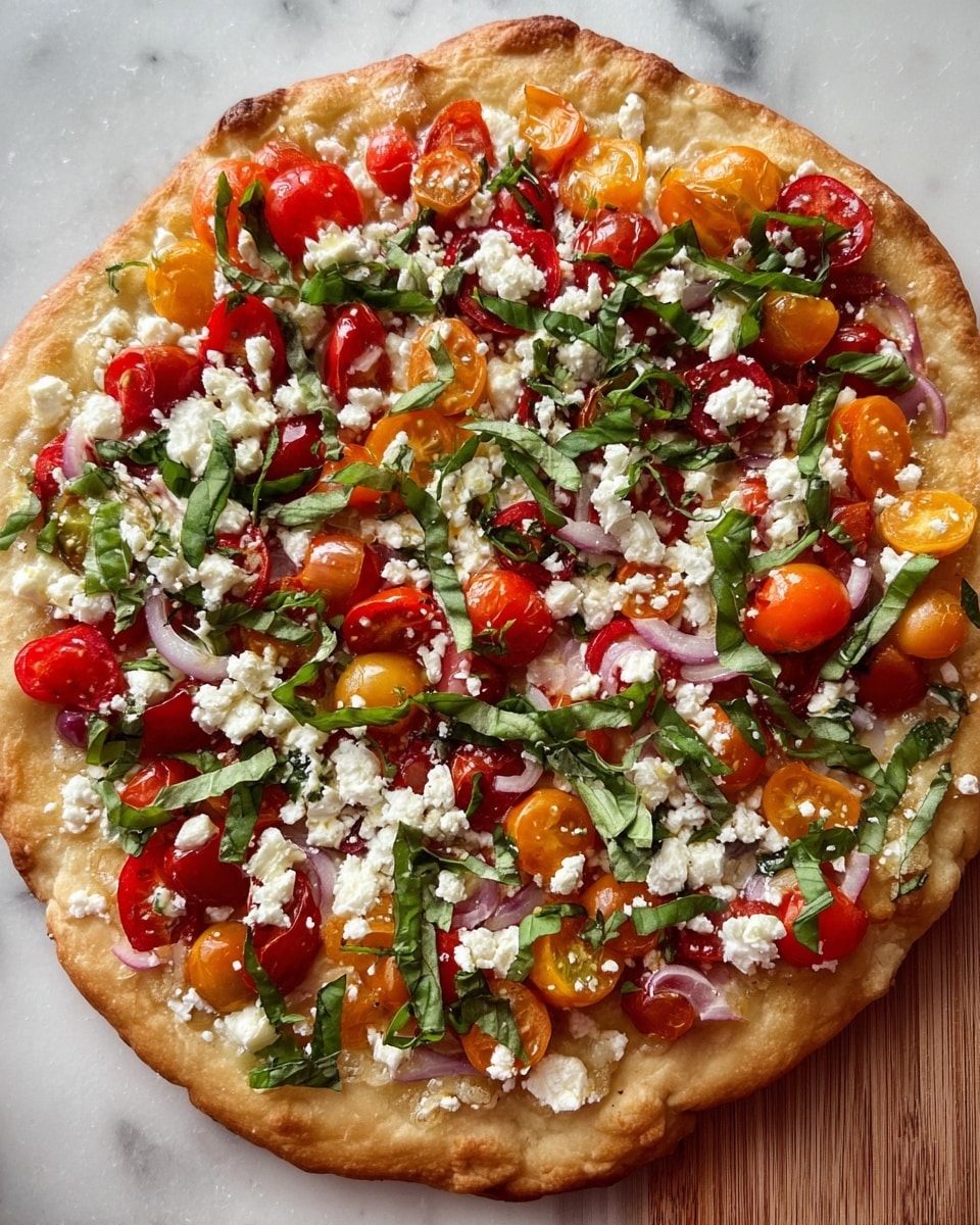 Tomato Salad Flatbread with Boursin Cheese and Basil Recipe