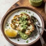 Air Fryer Cauliflower Steaks with Parsley-Almond Sauce Recipe