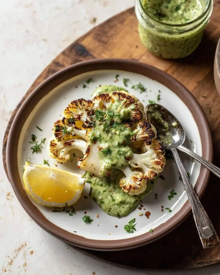 Air Fryer Cauliflower Steaks with Parsley-Almond Sauce Recipe