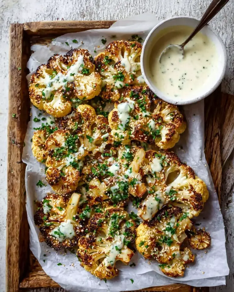 Crispy Roasted Cauliflower with Tahini and Lemon Recipe