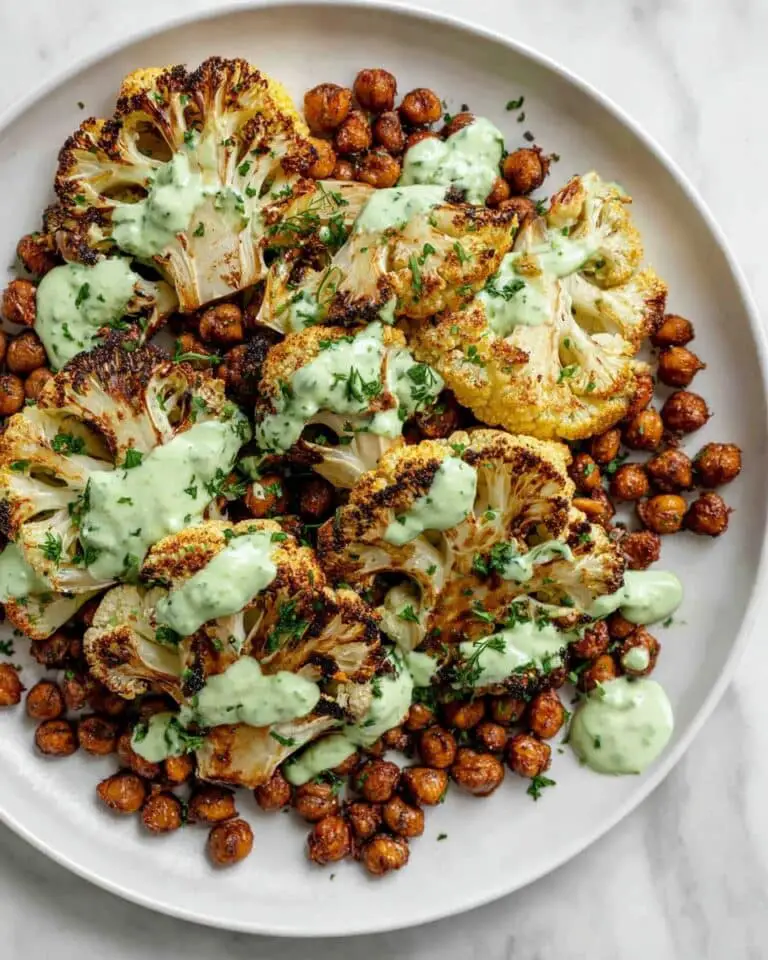 Roasted Cauliflower and Chickpeas with Herby Tahini Recipe