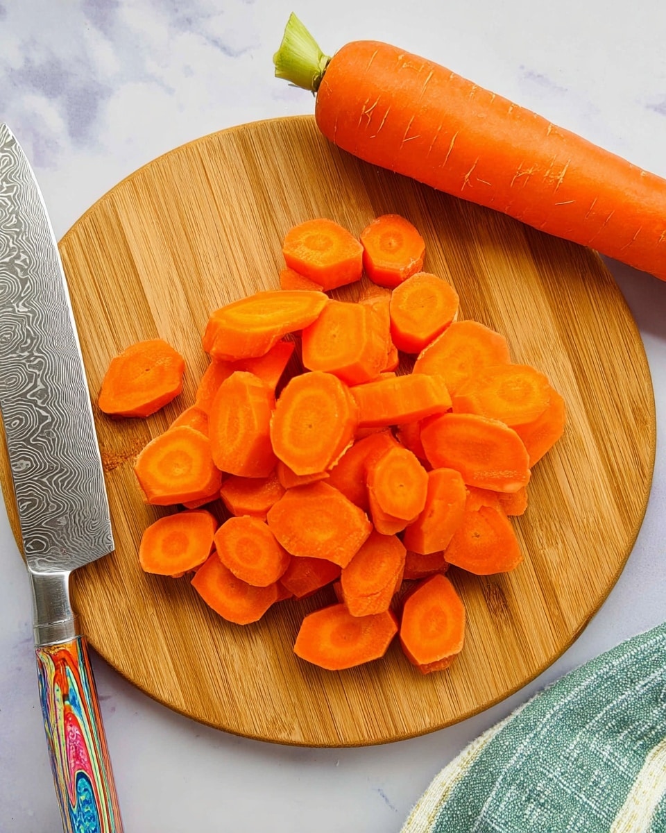 The image shows a close-up of roasted carrot slices that are bright orange with a slight charred texture on some edges, giving a crispy look. The carrot slices are layered in a spoon with visible black pepper flakes and small green herb pieces sprinkled on top, adding contrast to the orange. The background consists of more roasted carrots stacked, all on a white marbled surface. A golden spoon holds the carrot slices, angled from the top right corner toward the front. The photo has a clear focus on the carrot slices with a soft blurred background. photo taken with an iphone --ar 4:5 --v 7