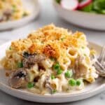 Creamy Tuna Noodle Casserole with Mushrooms and Parmesan Recipe