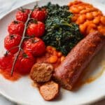Pan-Fried Italian Vegan Sausage with White Beans and Walnuts Recipe