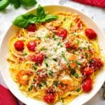 Grilled Shrimp and Cherry Tomato Pasta with Basil and Parmesan Recipe
