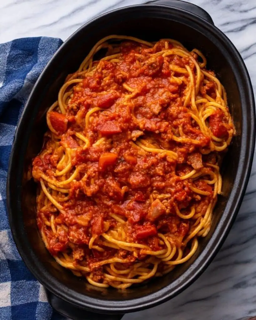 Crockpot Spaghetti with Italian Sausage and Cream Cheese Recipe