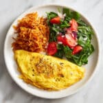 Easy Omelet Dinner for One with Sweet Potato Hash Browns and Green Salad Recipe