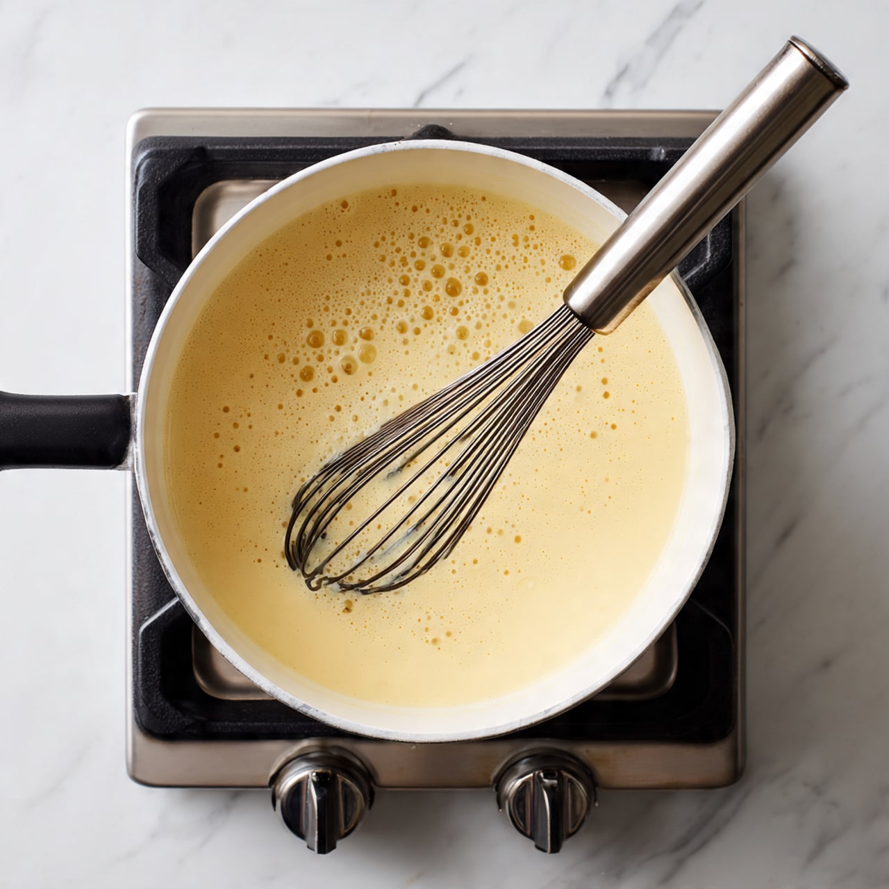 The image shows two clear glass bowls filled with a creamy light beige dessert, each topped with a small cluster of fresh blueberries and one red raspberry, placed on a white marbled surface. In the background, there is a white dish holding lemon halves filled with a similar light beige dessert and garnished with blueberries and raspberries, adding a touch of bright yellow to the scene. The texture of the dessert looks smooth and creamy, with the fruit sitting gently on top. Photo taken with an iphone --ar 4:5 --v 7