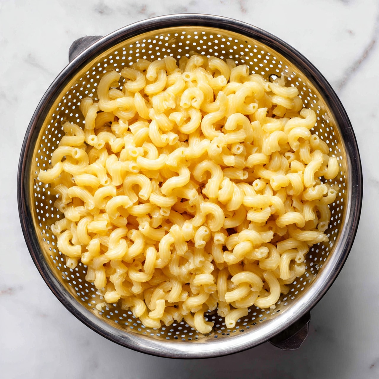 The image shows a scoop of creamy pasta with broccoli and green peas on a light green plate with a blue rim, topped with shredded white cheese. The pasta is three layers: pale yellow noodles with a smooth sauce, bright green broccoli florets, and scattered fresh green peas. A silver fork rests on the right side of the plate. To the upper left, a white baking dish holds more of the pasta, with a silver spoon inside showing the creamy texture and green vegetables. Around the dishes, there are two white bowls, one filled with broccoli and the other with peas, all placed on a white marbled surface covered partially with a green and white striped cloth. Photo taken with an iphone --ar 4:5 --v 7