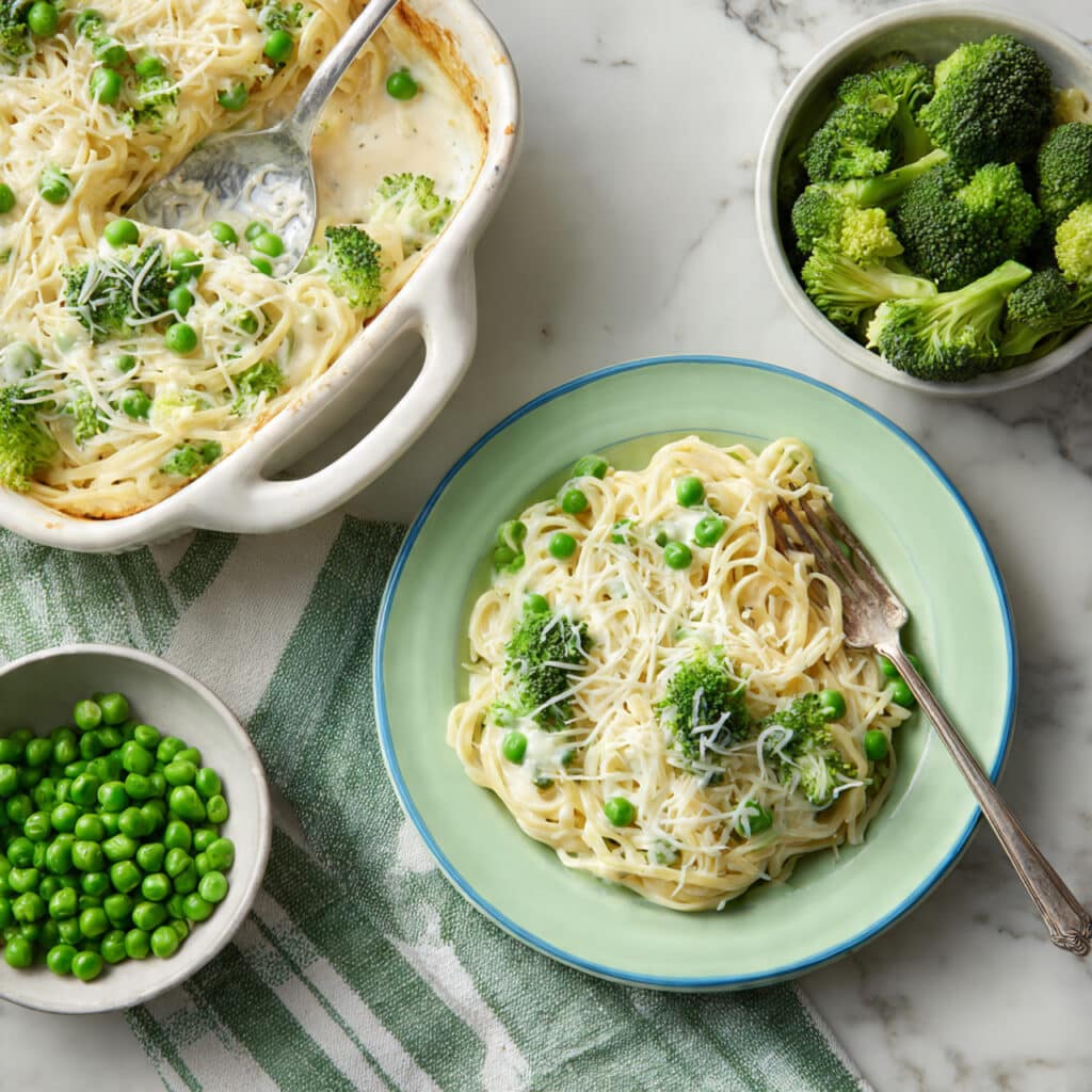 Green Mac and Cheese with Spinach, Broccoli, and Peas Recipe