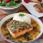 15-Minute Miso Salmon Brothy Rice Recipe