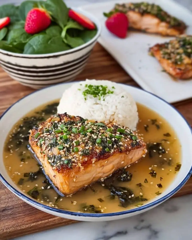 15-Minute Miso Salmon Brothy Rice Recipe