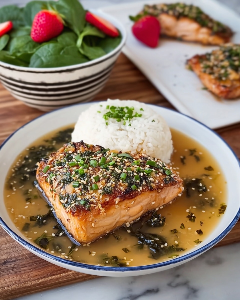 15-Minute Miso Salmon Brothy Rice - Quick and Flavorful Dinner