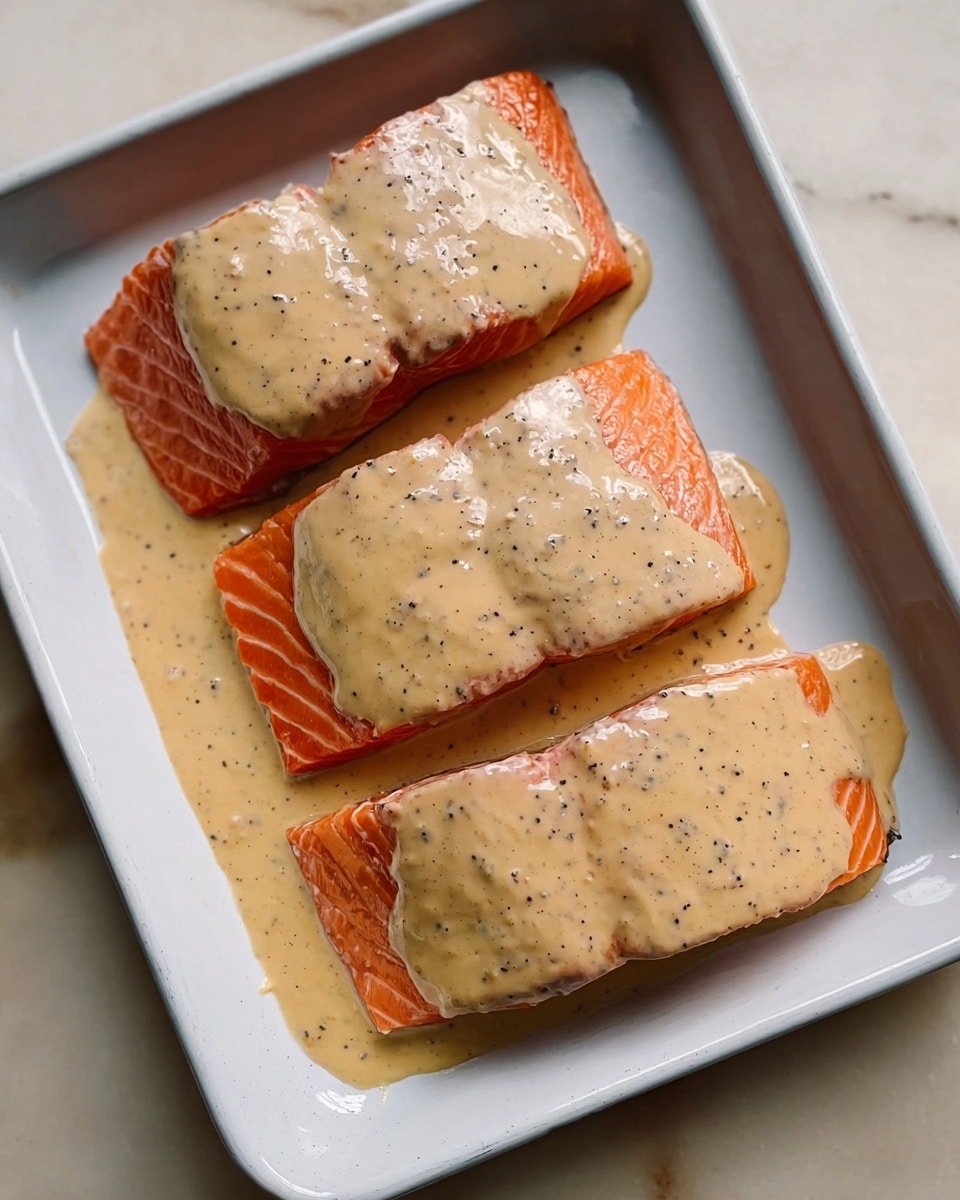 A bowl with white rice shaped into a neat mound at the center, topped with a thick, golden-brown grilled piece of salmon that has a crispy texture and is sprinkled with green chopped scallions and white sesame seeds. Around the rice is a light brown broth with small dark green strips of seaweed scattered in it. In the background, there is a white bowl filled with a fresh green salad made of spinach leaves and pieces of red strawberries, and a white plate with a similar grilled salmon piece resting on foil. The surface is white marble, and there is a long-handled silver spoon beside the bowl. photo taken with an iphone --ar 4:5 --v 7