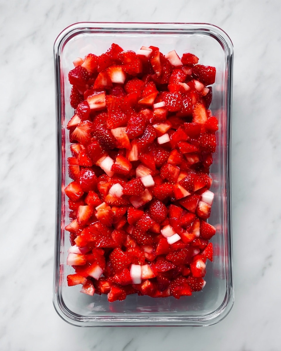 A white plate on a white marbled surface holds three main parts arranged closely together. On the left, a small white bowl is filled with finely chopped bright red and light pink strawberries. To the right of the bowl, there are about fourteen round, smooth milk chocolate discs laid flat in a slightly overlapping way, showing their glossy texture. Above the chocolate discs, there is a white swirl of whipped cream with soft, puffy spirals. Three whole red strawberries with green tops rest outside the plate on the white marbled surface. A bit of a white cloth with red stripes is visible at the plate’s bottom right corner. photo taken with an iphone --ar 4:5 --v 7