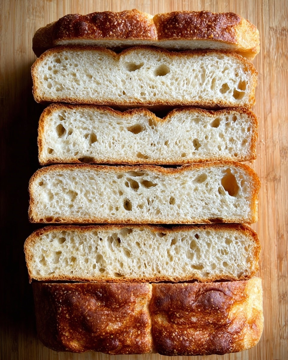 A square-shaped focaccia bread with a golden-brown crust showing various raised and puffed bubbles on the surface, lightly sprinkled with coarse salt and fresh rosemary leaves scattered evenly across, giving it a textured look with green details on the warm bread. The bread sits on a wooden board with a soft light shining from above highlighting the crust's crispy and airy texture. Photo taken with an iphone --ar 4:5 --v 7