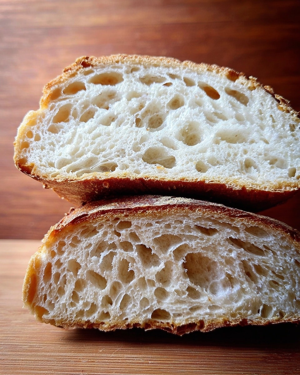 A close-up view of a round loaf of bread with a golden brown crust showing a cracked and rough texture, with lighter beige and white areas of soft bread peeking through the cracks. The crust has a darker, almost burnt shade in some spots, and the pattern of the crust shows scored lines forming a flower-like shape on top. The bread rests on a light wooden surface. photo taken with an iphone --ar 4:5 --v 7