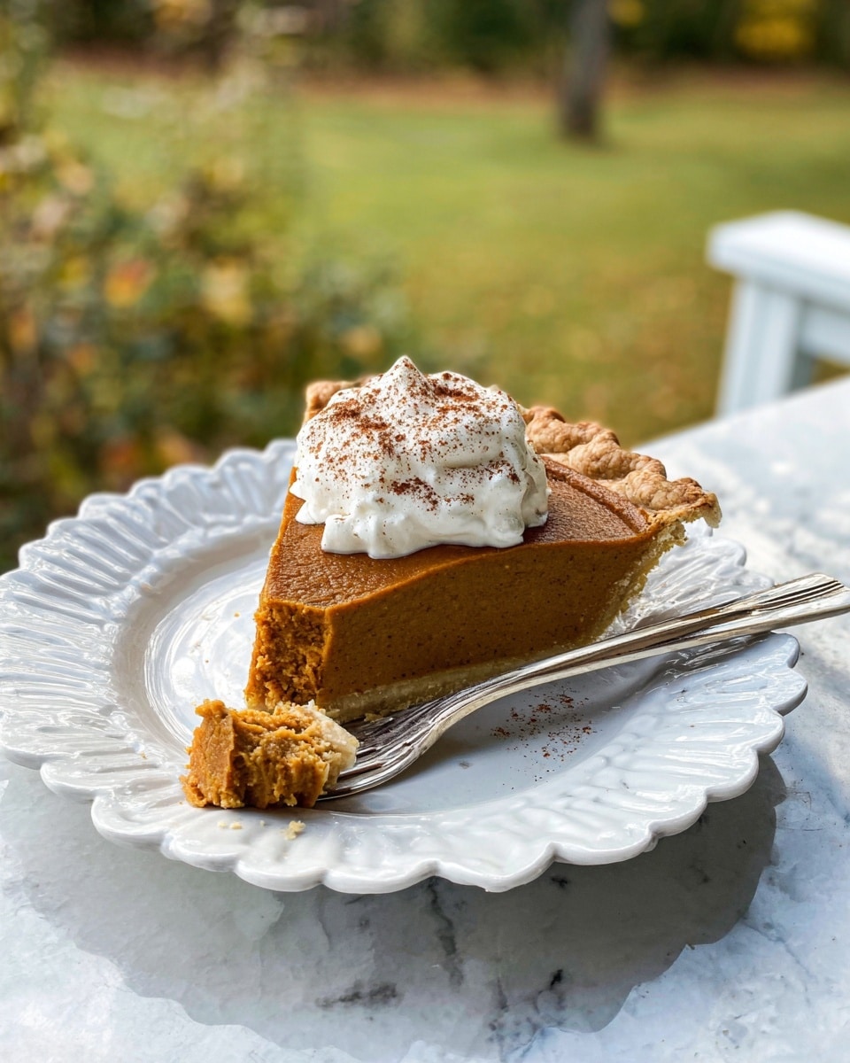 A pie with one visible layer of smooth, dark brown filling that has small cracks on the surface, surrounded by a thick, golden-brown crust with crimped edges. On top, there are three small golden-brown dough shapes spaced closely in the center, resembling pumpkins. The pie is held by a woman's hand over a white marbled surface with a green blurred background outside. Photo taken with an iphone --ar 4:5 --v 7