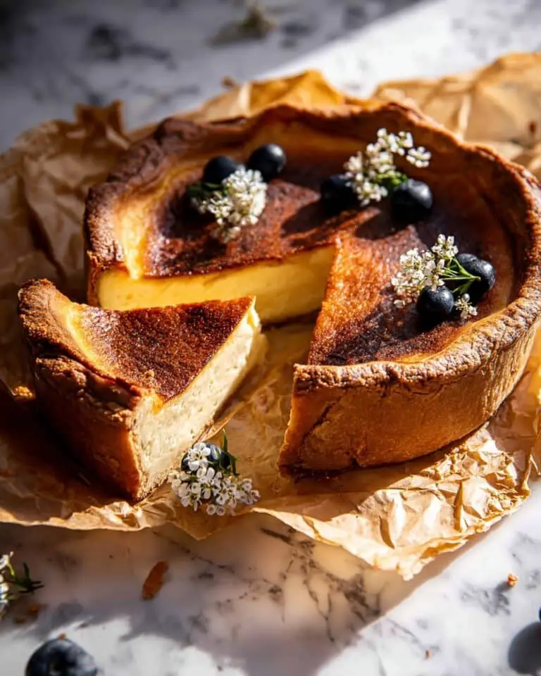 Custardy Burnt Basque Blueberry Cheesecake Recipe