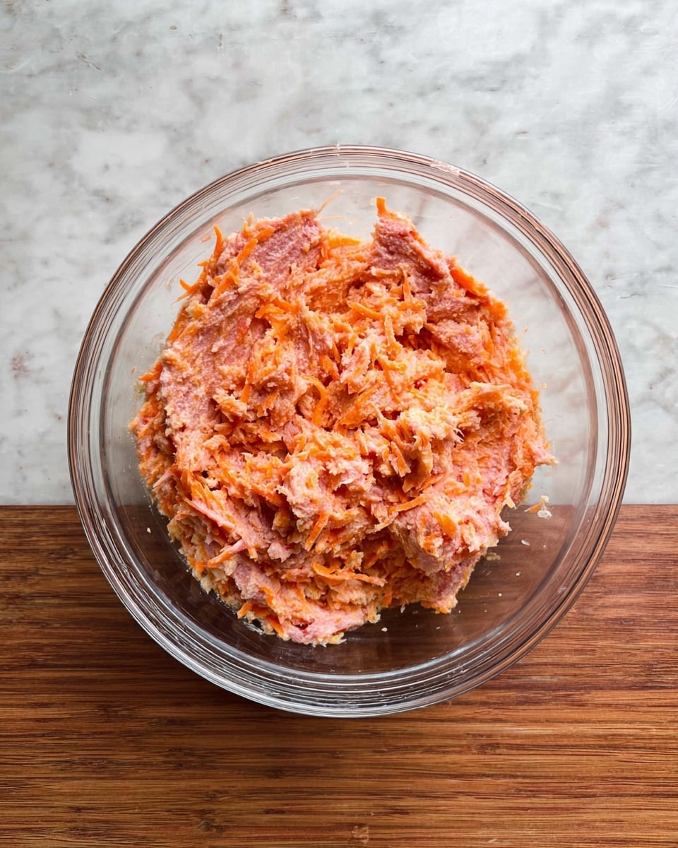 The image shows six small, round meat patties arranged in three rows on a baking sheet covered with crinkled aluminum foil. Each patty has a smooth, shiny layer of reddish-brown sauce spread thickly on top, with some sauce dripping down the sides. The foil beneath the patties has light brown cooked juices that have spread unevenly around each one. The baking sheet is placed on a dark wood surface, but the overall background and surface are changed to a white marbled texture. The lighting creates soft shadows around the edges of the patties and sauce, giving a warm and inviting look. Photo taken with an iphone --ar 4:5 --v 7