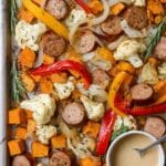 Sheet Pan Chicken Sausage and Veggies with Creamy Balsamic Dressing Recipe