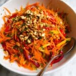Korean Carrot Salad with Bell Peppers, Cilantro, and Toasted Cashews Recipe