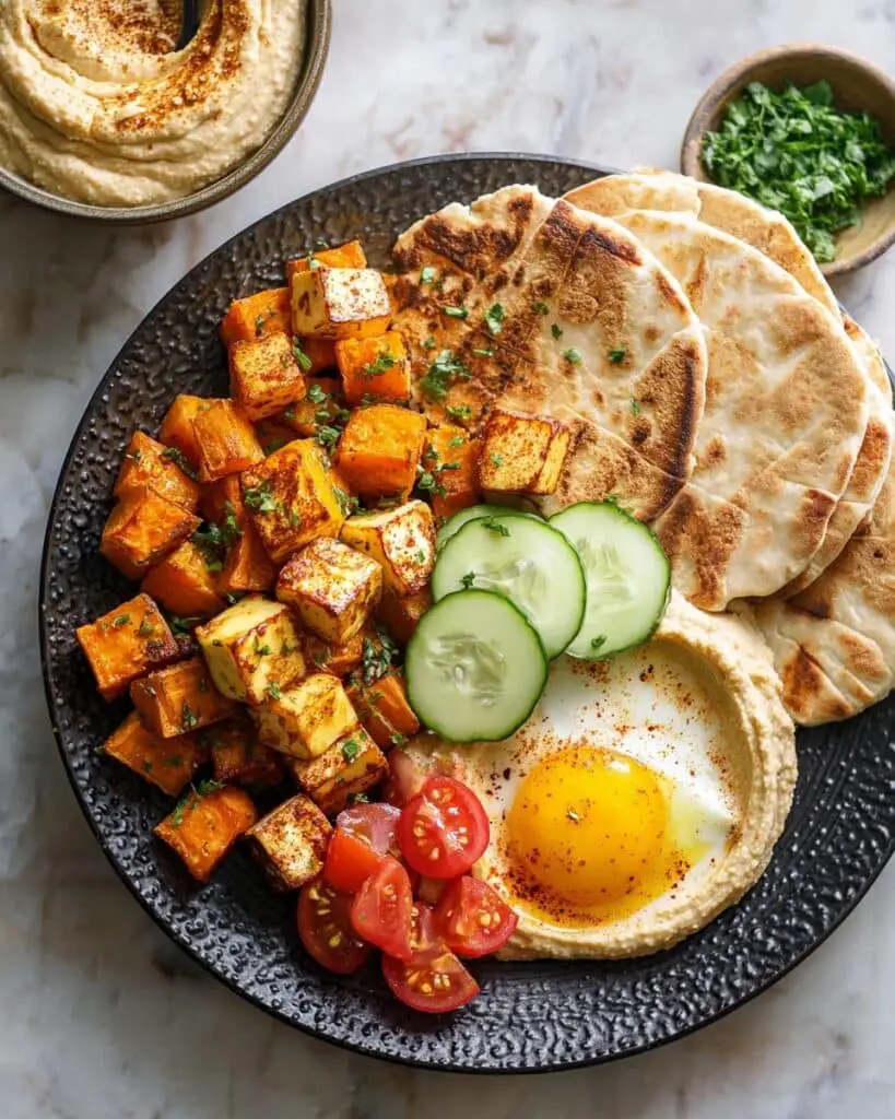 Sweet Potato Hash with Halloumi and Baba Ganoush Recipe