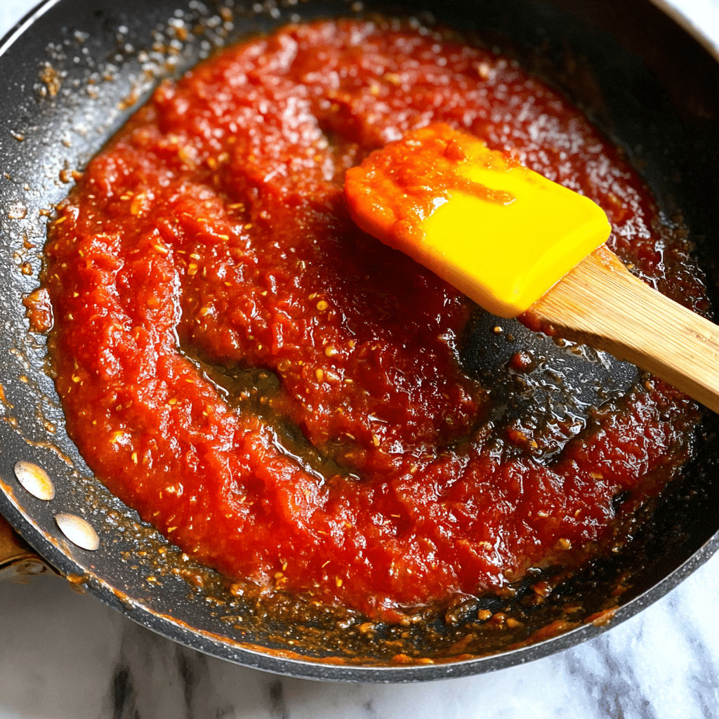 A round white bowl holds two main layers: on the left side, there is a mound of fluffy white rice topped with thin green strips of herbs, and on the right side, pieces of chicken coated in thick orange-red curry sauce with scattered chopped peanuts and small green leaves; a metal spoon is resting at the bottom edge of the bowl. Above the bowl, there are two small white bowls, one with crushed peanuts and the other with red chili slices and green leaves. To the right edge, part of a black pan with more orange-red curry and pieces of chicken is visible. The dishes are placed on a wooden table with a white marbled texture. Photo taken with an iphone --ar 4:5 --v 7