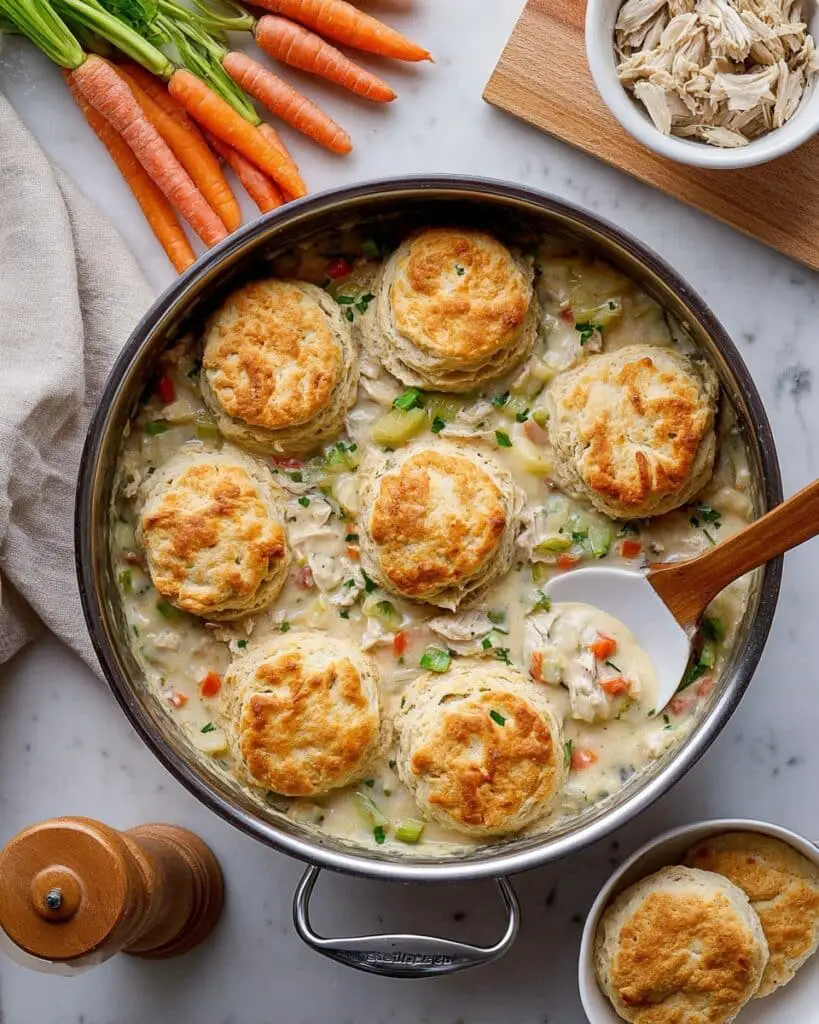 Skillet Biscuit Chicken Pot Pie Recipe