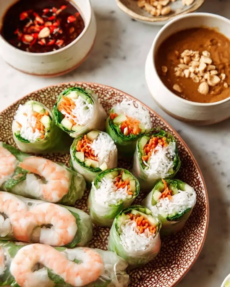Shrimp Summer Rolls with Vietnamese Peanut and Nuoc Cham Sauces Recipe
