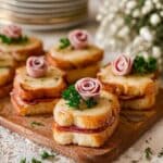 Mini Croque Monsieur with Béchamel Sauce and Ham Roses Recipe