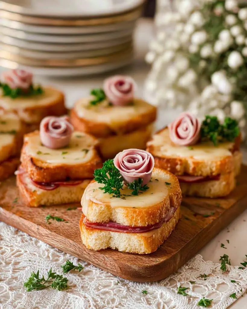 Mini Croque Monsieur with Béchamel Sauce and Ham Roses Recipe