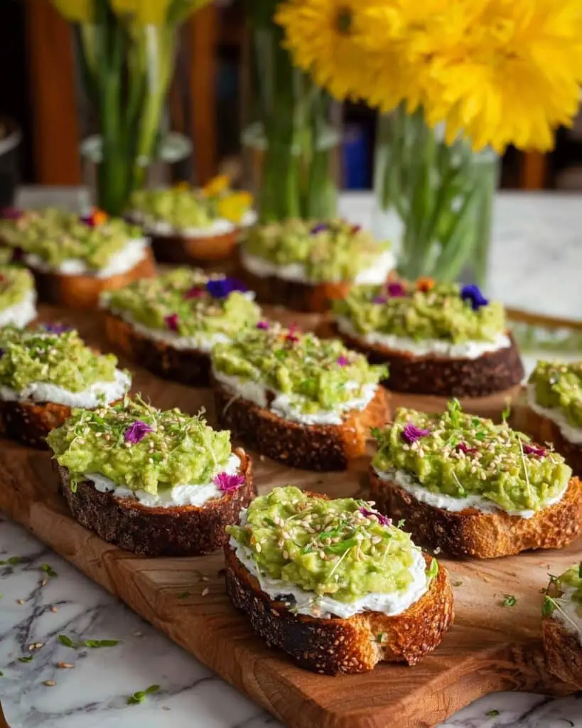 Avocado Toast with Whipped Goat Cheese and Edible Flowers Recipe
