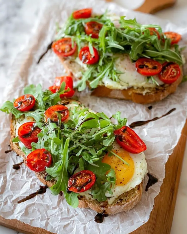 Boursin Egg Toast with Arugula, Cherry Tomatoes, and Balsamic Glaze Recipe