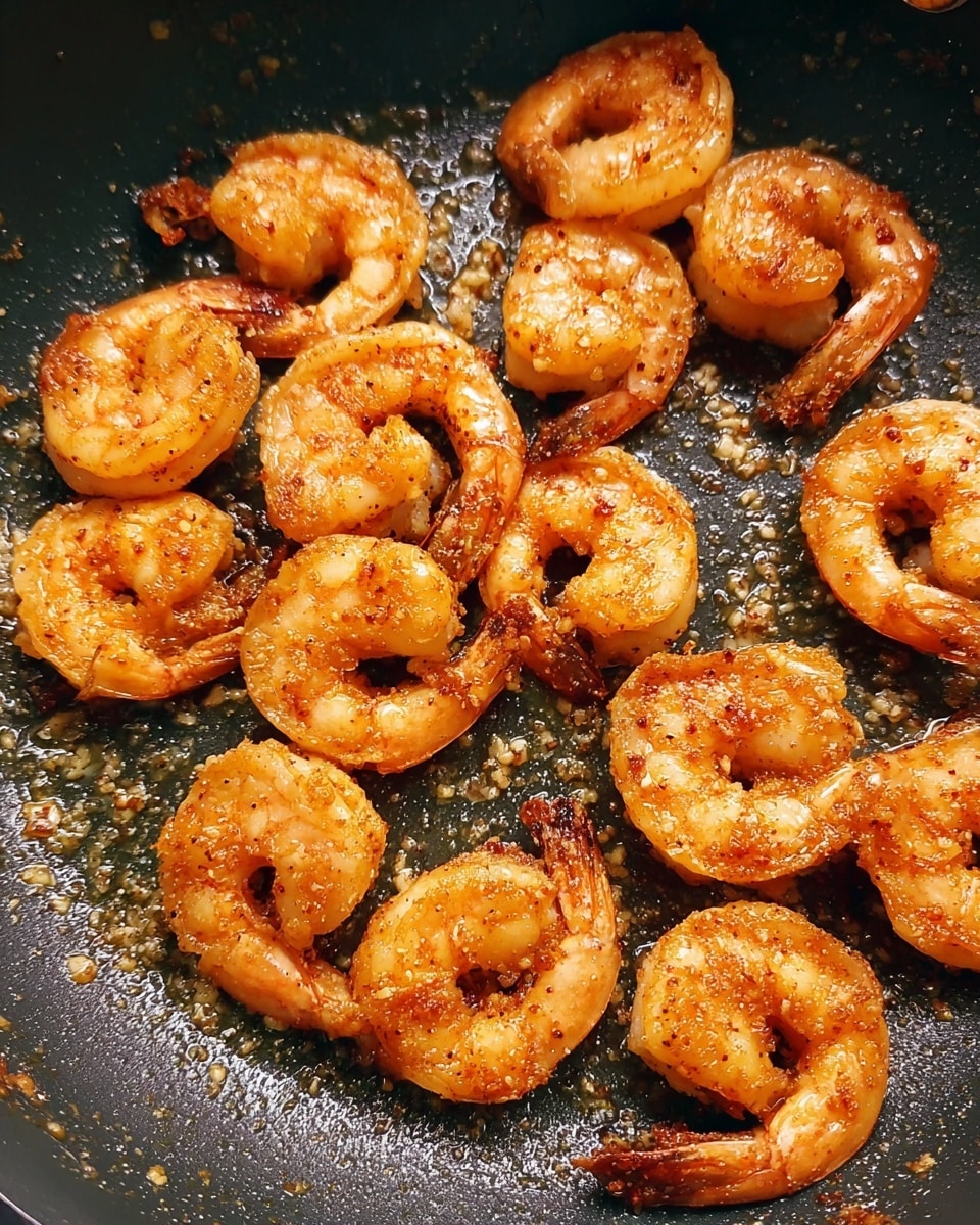 A skillet filled with creamy white sauce that covers a layer of light yellow spaghetti noodles mixed throughout. On top of the noodles, there are several cooked shrimp with a light orange color and slight sear marks. Scattered fresh green parsley leaves add a touch of color on the shrimp and sauce. Small white bubbles and a sprinkle of black pepper are visible on the sauce's smooth surface. The skillet rim is dark and textured, and the whole scene rests on a white marbled surface. Photo taken with an iphone --ar 4:5 --v 7