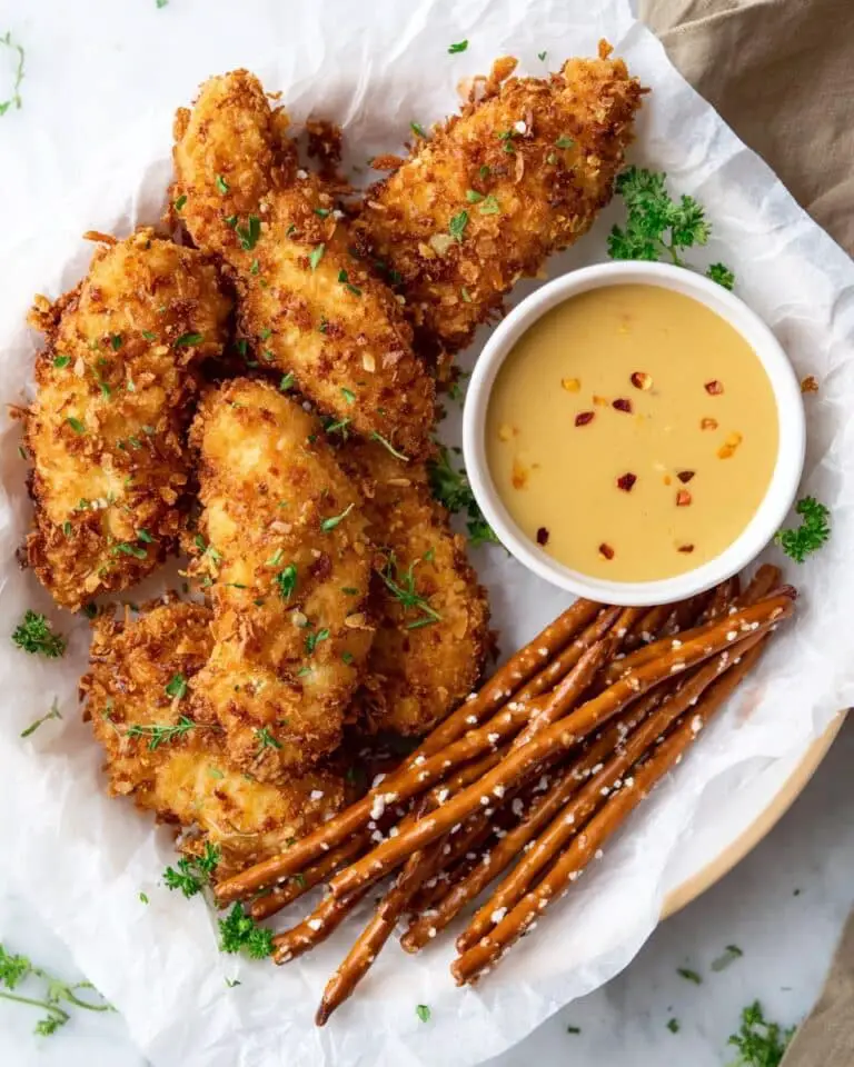 Crispy Pretzel Chicken Tenders with Honey Mustard Sauce Recipe