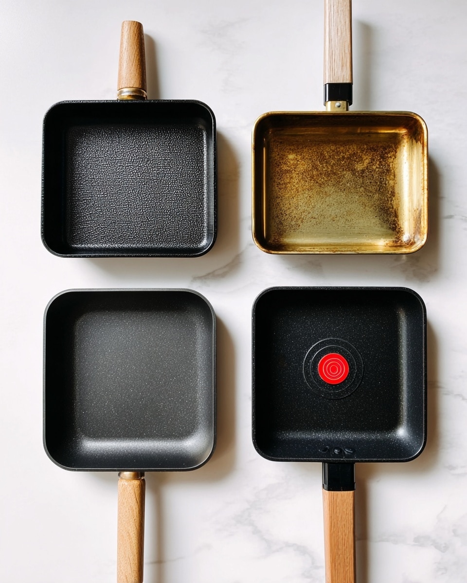 Two heart-shaped yellow slices with a soft texture are placed side by side on a white octagonal plate with a red and green floral border. The slices show subtle layers and small holes, suggesting an egg-based dish. The plate rests on a white marbled surface. Photo taken with an iphone --ar 4:5 --v 7