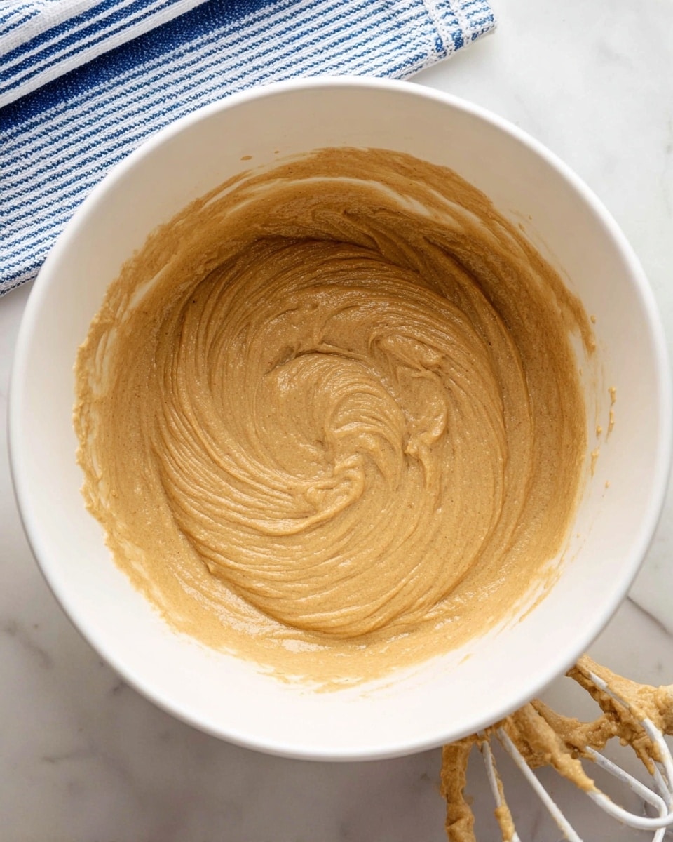 The image shows a cooling rack filled with thirteen round, golden-brown cookies sprinkled lightly with coarse salt, with one cookie broken into two pieces on a white marbled surface below. The cookies have a cracked, soft texture and are slightly thick. To the left, there is a small white bowl with smooth peanut butter and a spoon with peanut butter on it. At the top left, a white mug is partially visible, and at the top right, a clear glass of milk is placed on a blue and white striped cloth next to another small glass with more milk. On the bottom right, part of a white plate with two cookies is visible. The scene is bright and clean with a white marbled background. Photo taken with an iphone --ar 4:5 --v 7