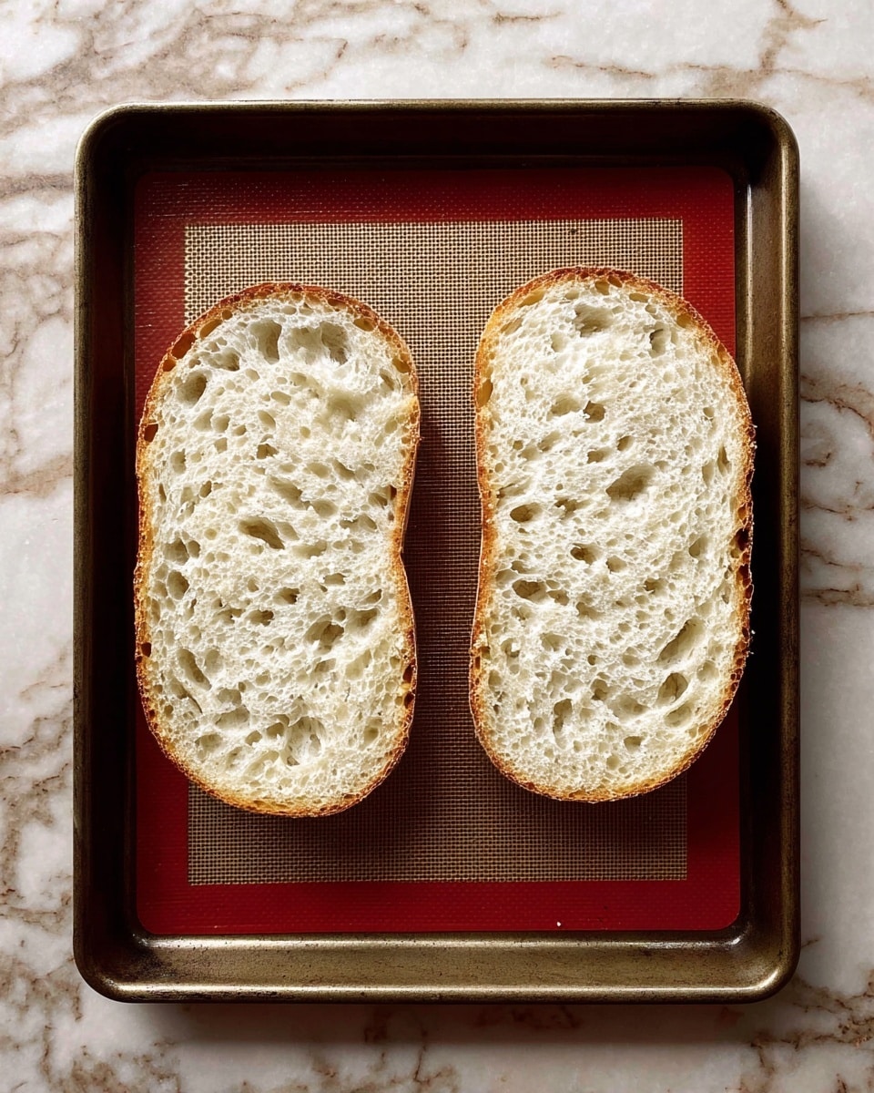The image shows five pieces of toasted bread sticks topped with melted cheese and small bits of green herbs. Each bread stick has a golden brown crust on the edges, with a soft, light inside texture. The cheese on top is bubbly and browned in spots, covering the bread almost fully, and the green herbs are scattered unevenly on each piece. The bread sticks are placed closely together on a dark wooden board that rests on a white marbled surface. Photo taken with an iphone --ar 4:5 --v 7