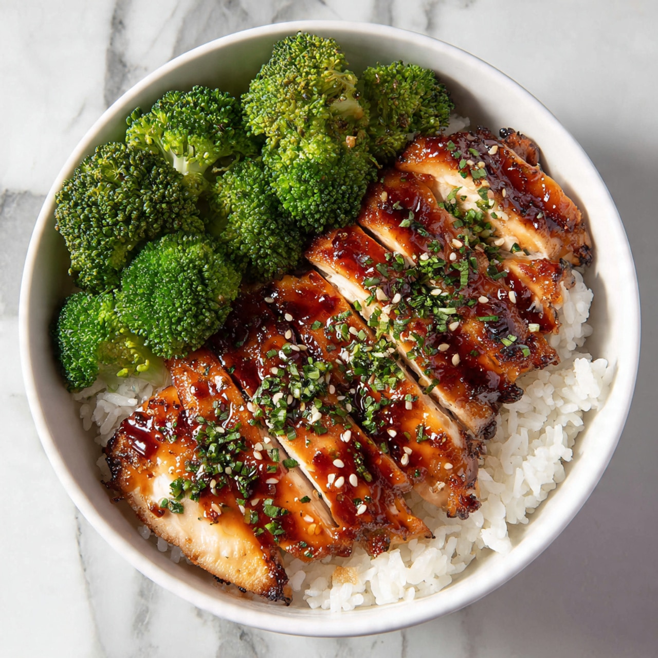 The image shows a close-up of bright green broccoli florets sitting in a silver colander. The broccoli pieces have a fresh and slightly wet texture, with some small white sesame seeds sprinkled on top. The colander has a shiny and perforated pattern, with a smooth silver rim. A pair of wooden chopsticks rests inside the colander, partially visible on the right side. The colander is placed on a white marbled surface. photo taken with an iphone --ar 4:5 --v 7