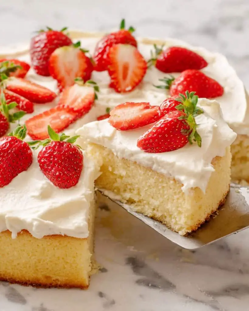 Tres Leches Cake with Fresh Strawberries and Whipped Cream Recipe
