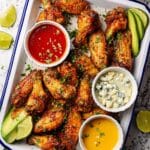 Crispiest Baked Chicken Wings with Three Delicious Dipping Sauces Recipe