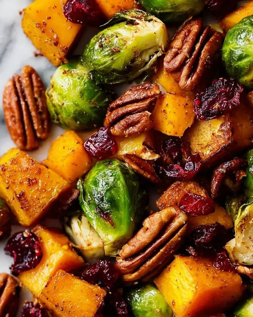 Sprouts and Cinnamon Butternut Squash with Pecans and Cranberries Recipe