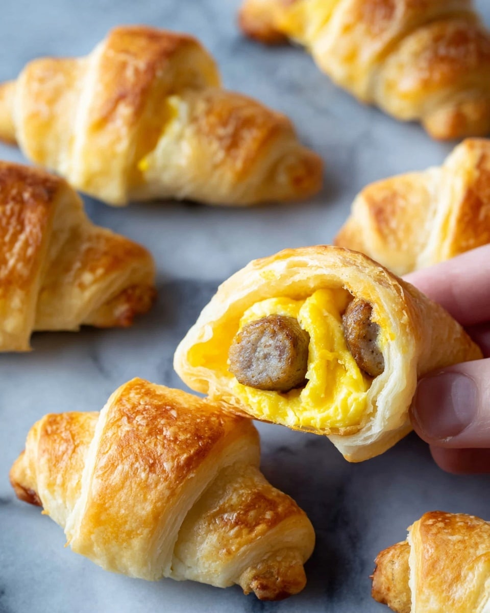 The image shows several small rolls on a white marbled surface. Each roll has three layers: the outer layer is a light golden-brown baked dough, soft and slightly puffed; inside this dough layer is a melted yellow cheddar cheese with a shiny texture; and inside the cheese is a brown cooked sausage link, round and firm. The rolls are placed close together, with some overlapping, and the focus is on the front roll, showing a clear view of the sausage and cheese inside. The overall feeling is warm and fresh, with the rolls having a light, soft texture and a slightly glossy appearance. photo taken with an iphone --ar 4:5 --v 7