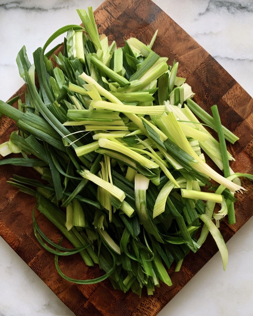 A bowl with a mound of thin creamy pasta mixed with green vegetables, possibly zucchini or leeks, showing visible strips of light and dark green. The pasta and vegetables are piled in layered folds, with a generous topping of finely grated cheese and a light sprinkle of black pepper. The bowl is white with a brown rim, placed on a white marbled surface. In the blurred background, there are autumn vegetables like squash and garlic. Photo taken with an iphone --ar 4:5 --v 7