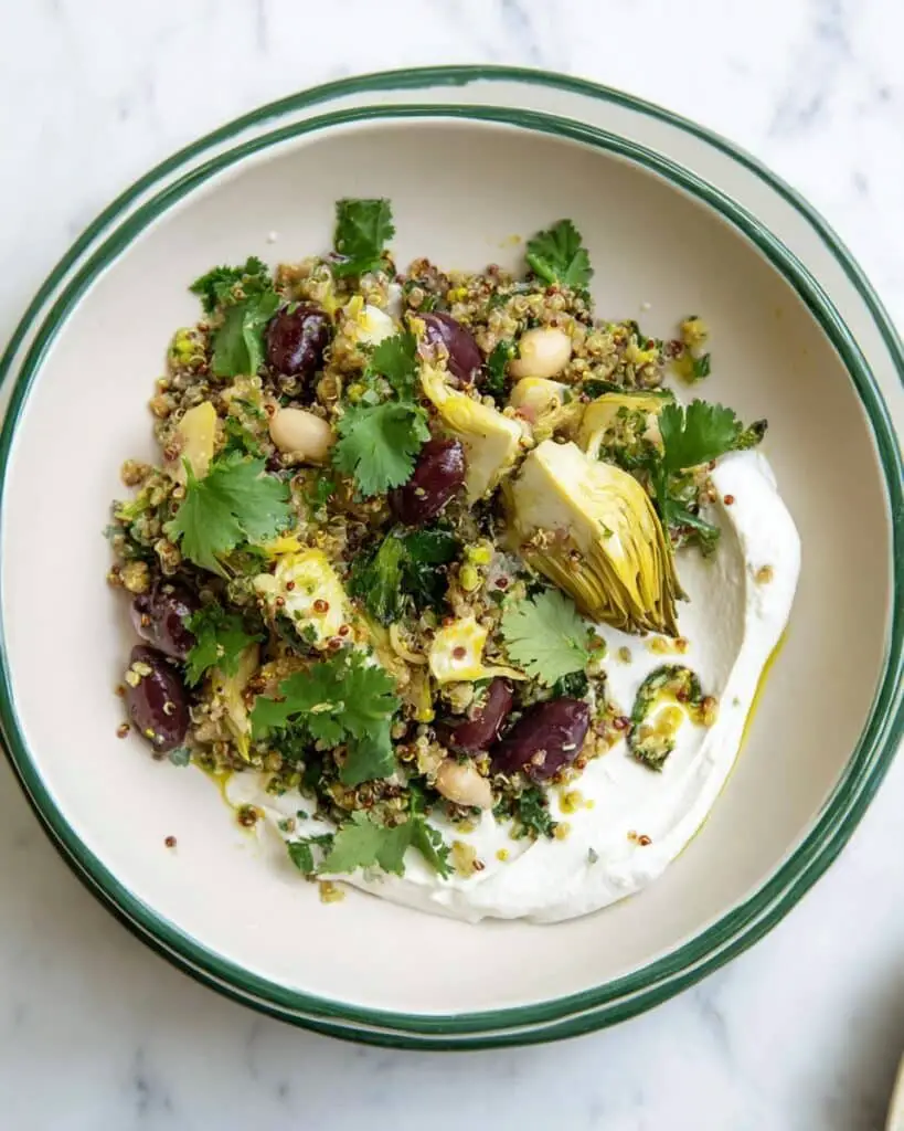 Crispy Artichoke Hearts over Lemon Quinoa Recipe