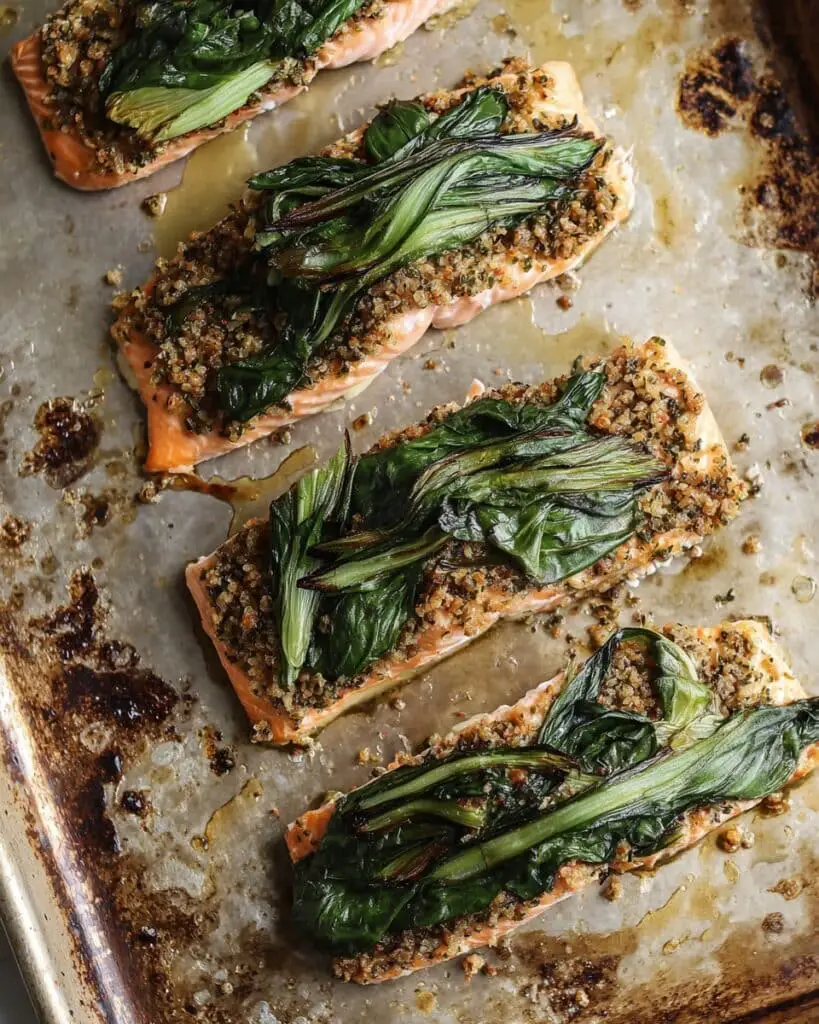Ramp-Covered Salmon with Pesto and Toasted Breadcrumbs Recipe