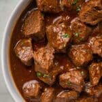 Slow Cooker Honey Bourbon Steak Tips Recipe