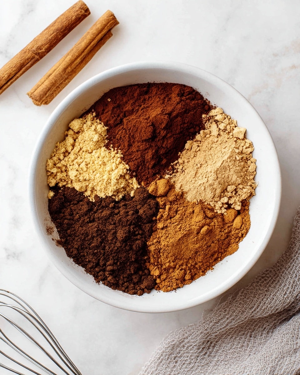 A close-up of a glass jar filled with finely ground cinnamon powder, with a white ceramic spoon resting above the jar's opening, holding a heap of the cinnamon. The cinnamon powder is deep brown with a soft, powdery texture, and there is a small pile of cinnamon slightly blurred in the background on a white marbled surface. The focus is on the spoonful of cinnamon, showing its fine granules and rich color, and the scene has bright, natural lighting. Photo taken with an iphone --ar 4:5 --v 7