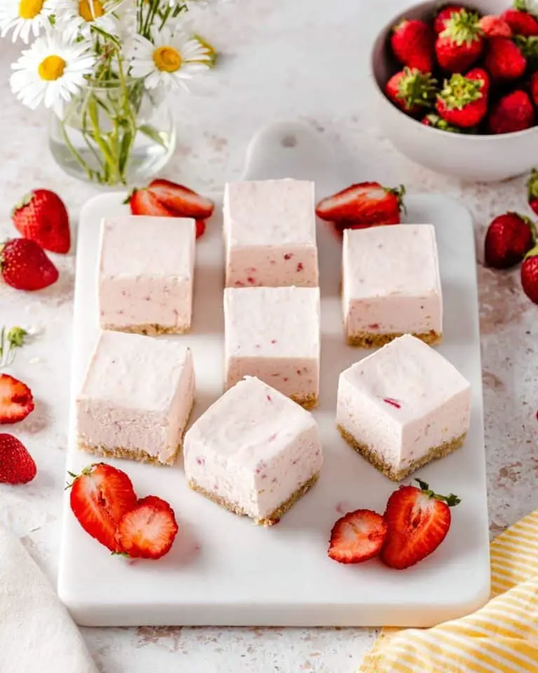 No Bake Strawberry Cheesecake Bars Recipe